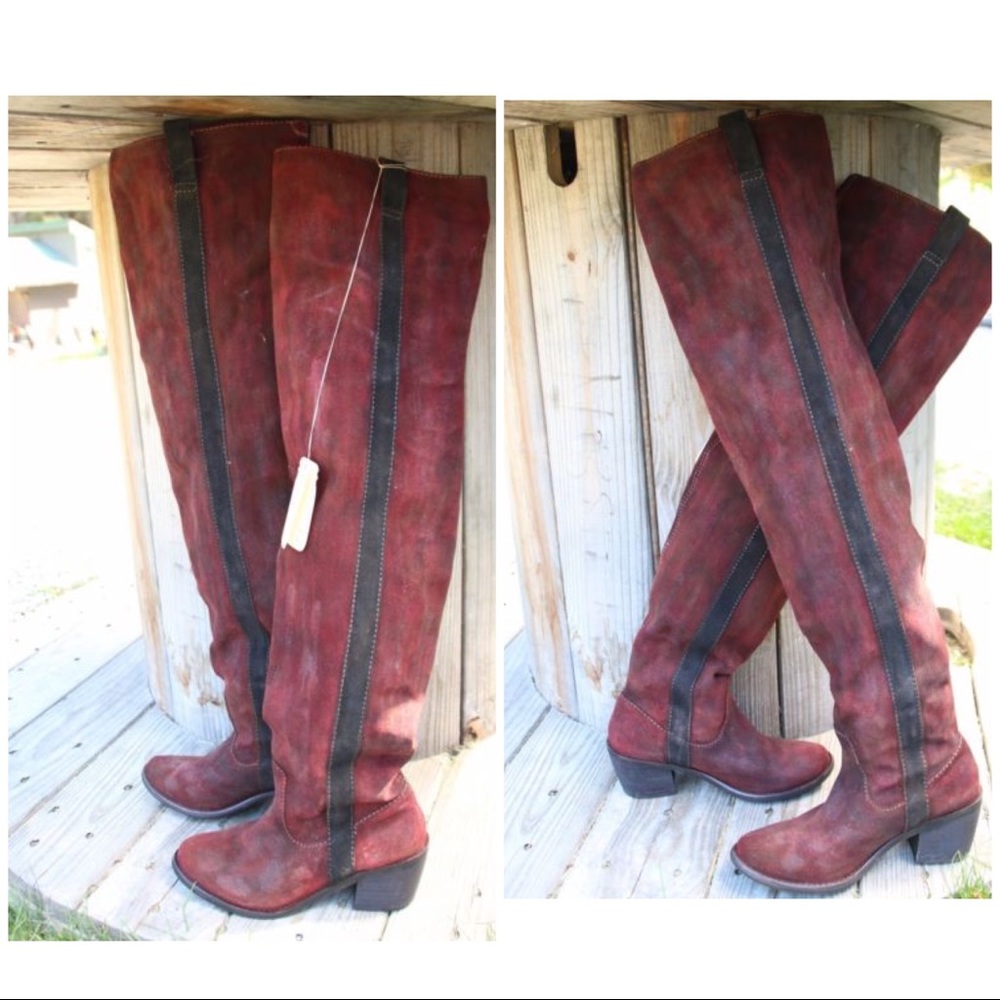 CUSTOM LEATHER OVER THE KNEE DISTRESSED BOOT